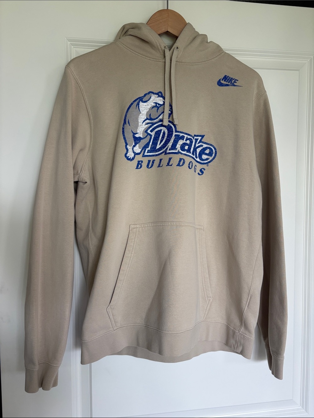 Nike Tan Hoodie with Blue Drake Bulldogs Logo - Men's Pullover